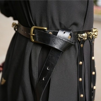 Set de accesorii Hanfu: curea de talie din piele, brățară de încheietură și bandă – piele artificială, cataramă din aliaj, închidere cu pin, lățime 2–4 cm, vara 2021