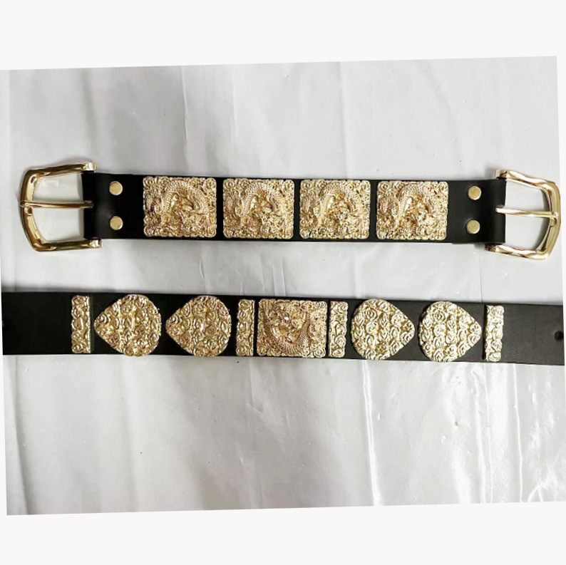 Set de accesorii Hanfu: curea de talie din piele, brățară de încheietură și bandă – piele artificială, cataramă din aliaj, închidere cu pin, lățime 2–4 cm, vara 2021