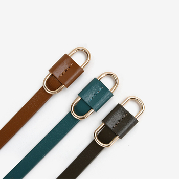 Curea din piele de vițel moale pentru femei, cataramă cu inel dublu, din aliaj, marca Cuckoo, origine Guangzhou