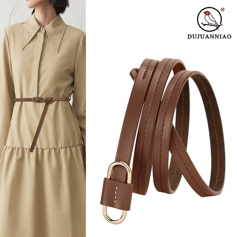 Curea din piele de vițel moale pentru femei, cataramă cu inel dublu, din aliaj, marca Cuckoo, origine Guangzhou