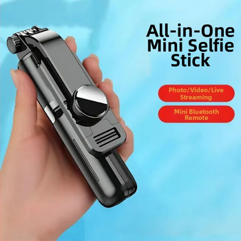 Pikendatav mini selfie-stiik mobiiltelefonile, kolmjalgsest statiiviga, roostevabast terasest; kaugjuhikut pole, Bluetoothi pole, valgustust pole