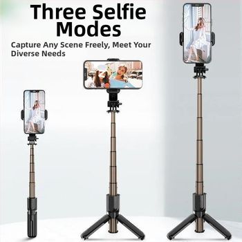 Pikendatav mini selfie-stiik mobiiltelefonile, kolmjalgsest statiiviga, roostevabast terasest; kaugjuhikut pole, Bluetoothi pole, valgustust pole