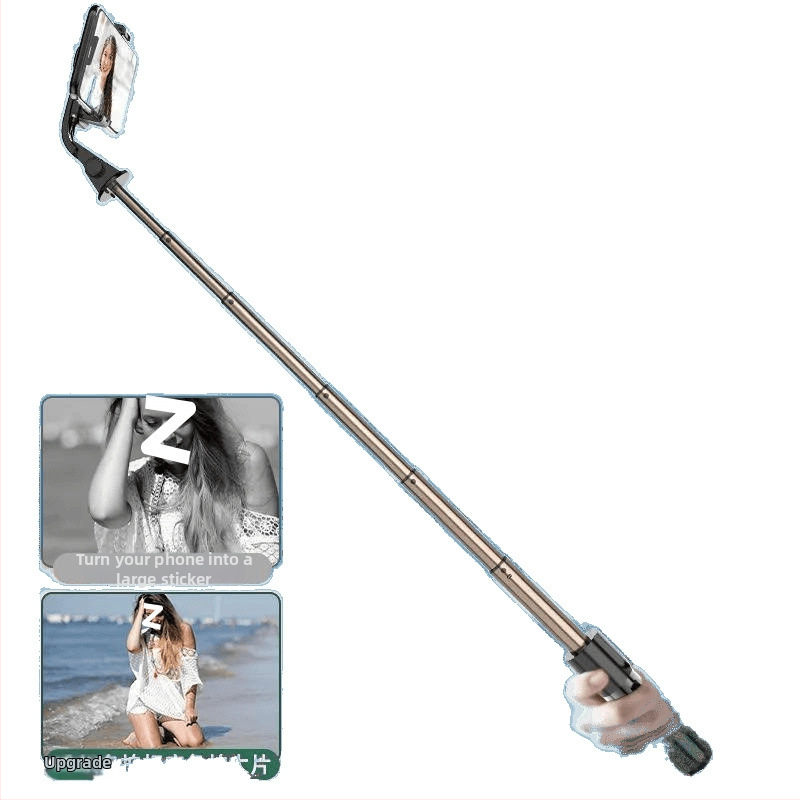 Išplėstinė mini selfie lazda su trijų kojų stovu mobiliesiems telefonams, iš nerūdijančio plieno; be nuotolinio valdymo, be Bluetooth, be apšvietimo