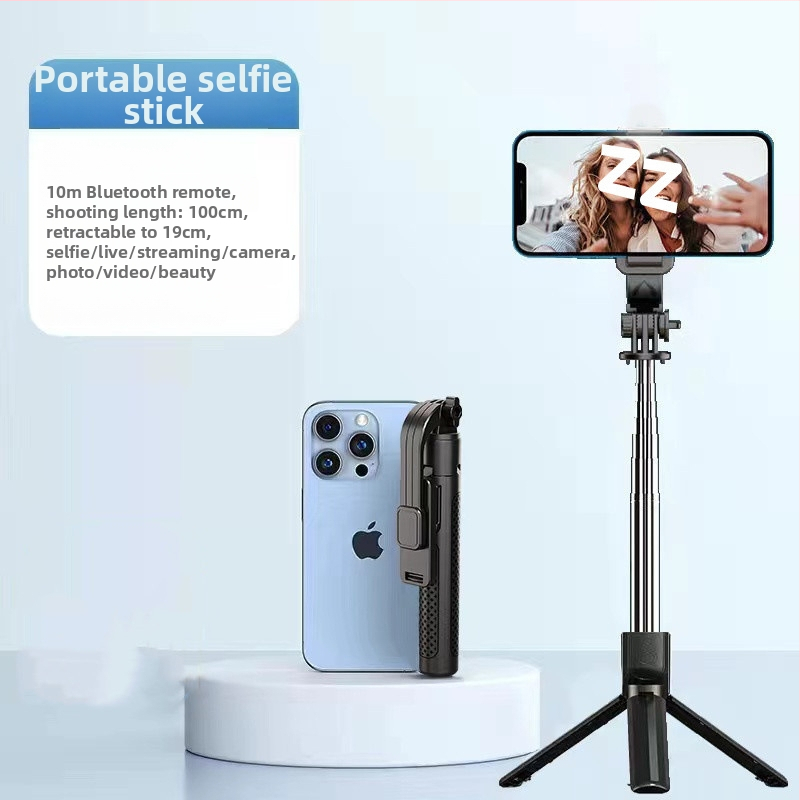 Pikendatav mini selfie-stiik mobiiltelefonile, kolmjalgsest statiiviga, roostevabast terasest; kaugjuhikut pole, Bluetoothi pole, valgustust pole