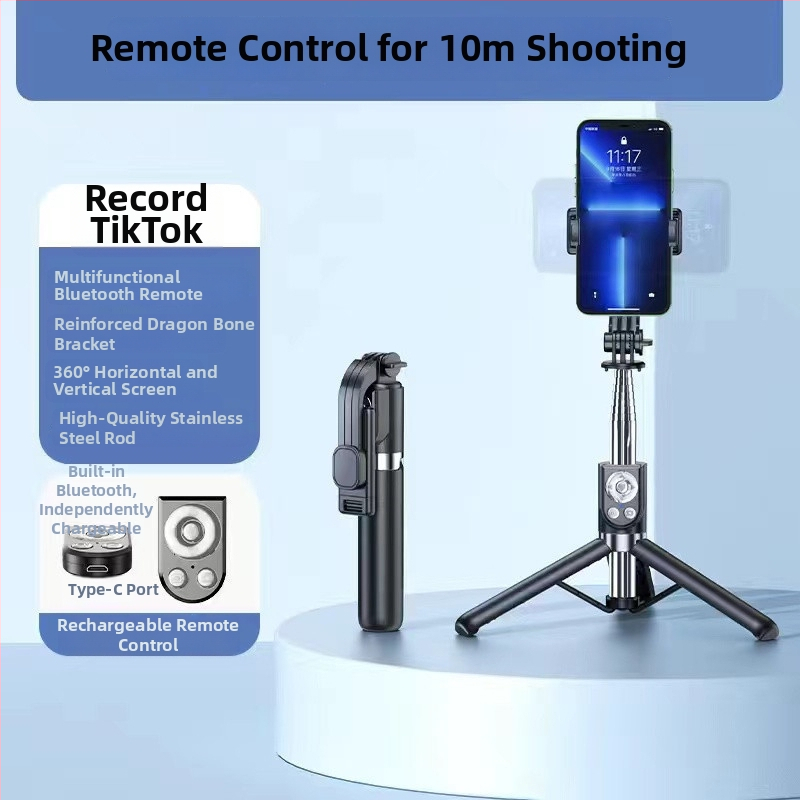 Pikendatav mini selfie-stiik mobiiltelefonile, kolmjalgsest statiiviga, roostevabast terasest; kaugjuhikut pole, Bluetoothi pole, valgustust pole