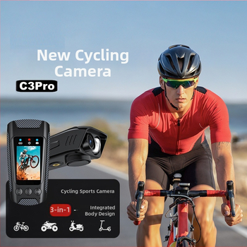 Riteņbraukšanas akcijas kamera ar 4K video, elektronisko stabilizāciju, svilpi un lukturi, 2.0-inch LCD