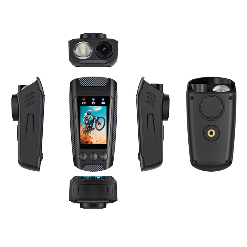 Riteņbraukšanas akcijas kamera ar 4K video, elektronisko stabilizāciju, svilpi un lukturi, 2.0-inch LCD