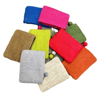 Portofel pentru monede din filc de lână, design castel, căptușeală pluș, antibacterian, primăvara 2024