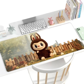 Labubu pad de mouse mare, cauciuc natural, suprafață compatibilă cu calculatorul, imprimare prin transfer termic, personalizare OEM
