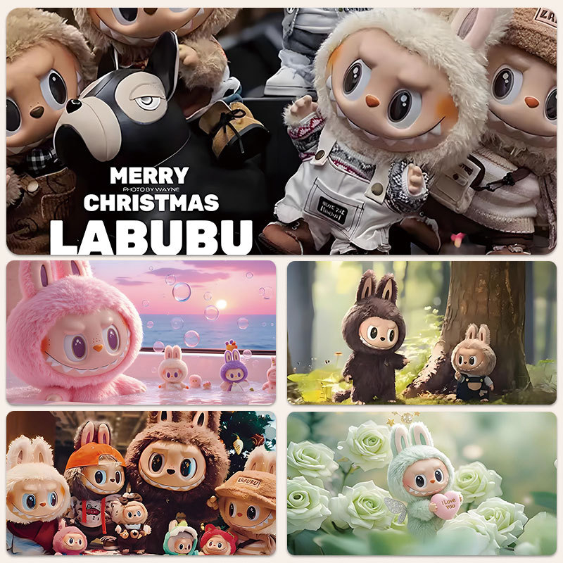 Labubu pad de mouse mare, cauciuc natural, suprafață compatibilă cu calculatorul, imprimare prin transfer termic, personalizare OEM