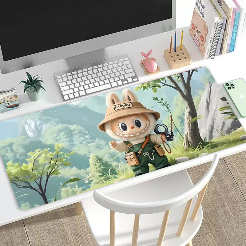Labubu pad de mouse mare, cauciuc natural, suprafață compatibilă cu calculatorul, imprimare prin transfer termic, personalizare OEM