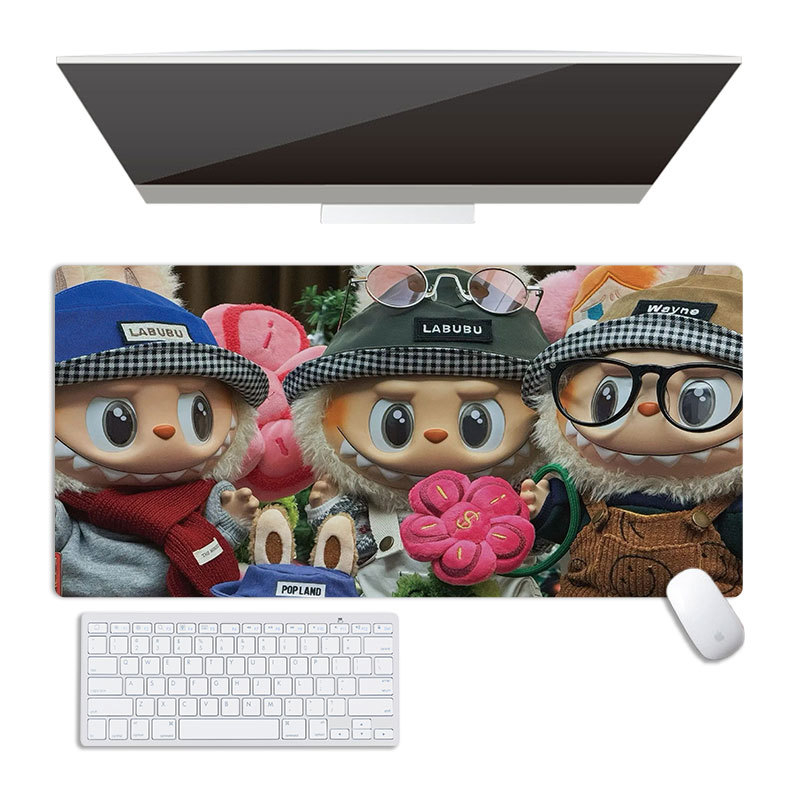 Labubu pad de mouse mare, cauciuc natural, suprafață compatibilă cu calculatorul, imprimare prin transfer termic, personalizare OEM