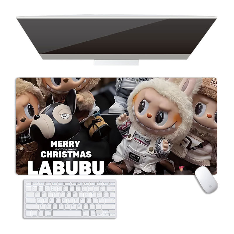 Labubu pad de mouse mare, cauciuc natural, suprafață compatibilă cu calculatorul, imprimare prin transfer termic, personalizare OEM