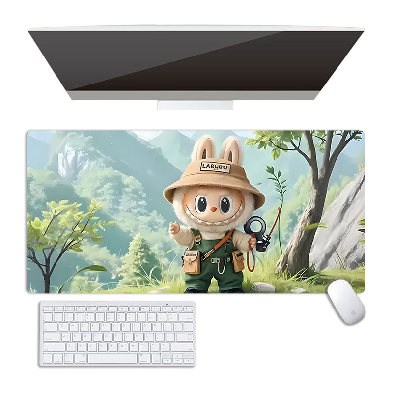 Labubu pad de mouse mare, cauciuc natural, suprafață compatibilă cu calculatorul, imprimare prin transfer termic, personalizare OEM