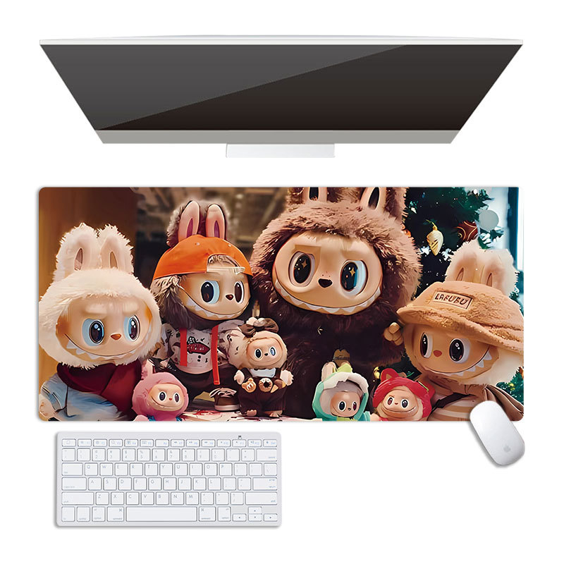 Labubu pad de mouse mare, cauciuc natural, suprafață compatibilă cu calculatorul, imprimare prin transfer termic, personalizare OEM