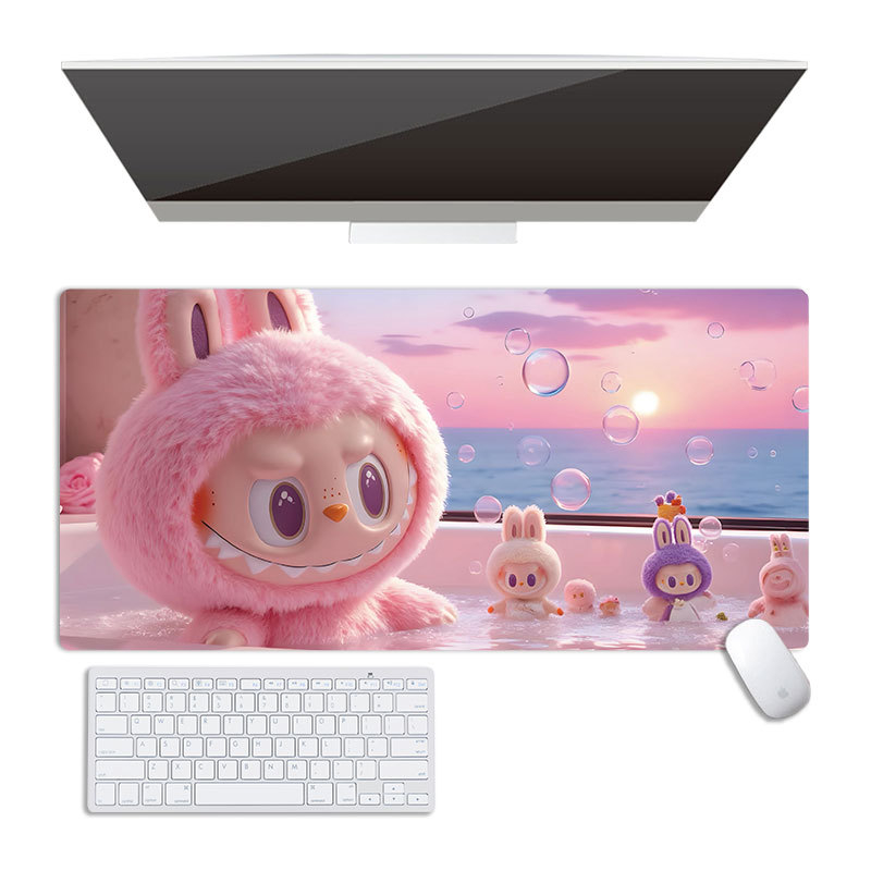 Labubu pad de mouse mare, cauciuc natural, suprafață compatibilă cu calculatorul, imprimare prin transfer termic, personalizare OEM