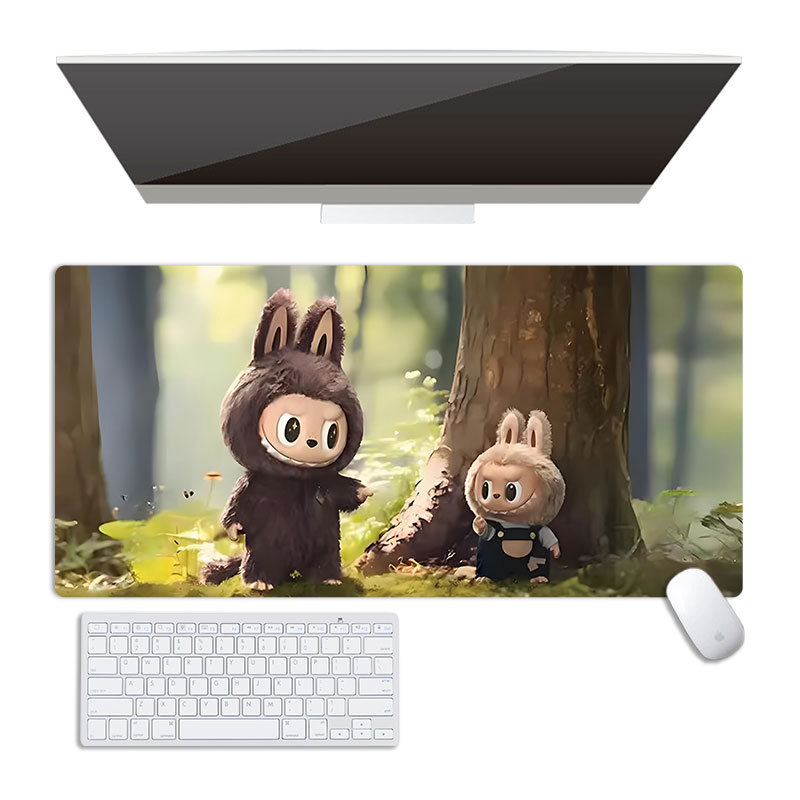 Labubu pad de mouse mare, cauciuc natural, suprafață compatibilă cu calculatorul, imprimare prin transfer termic, personalizare OEM