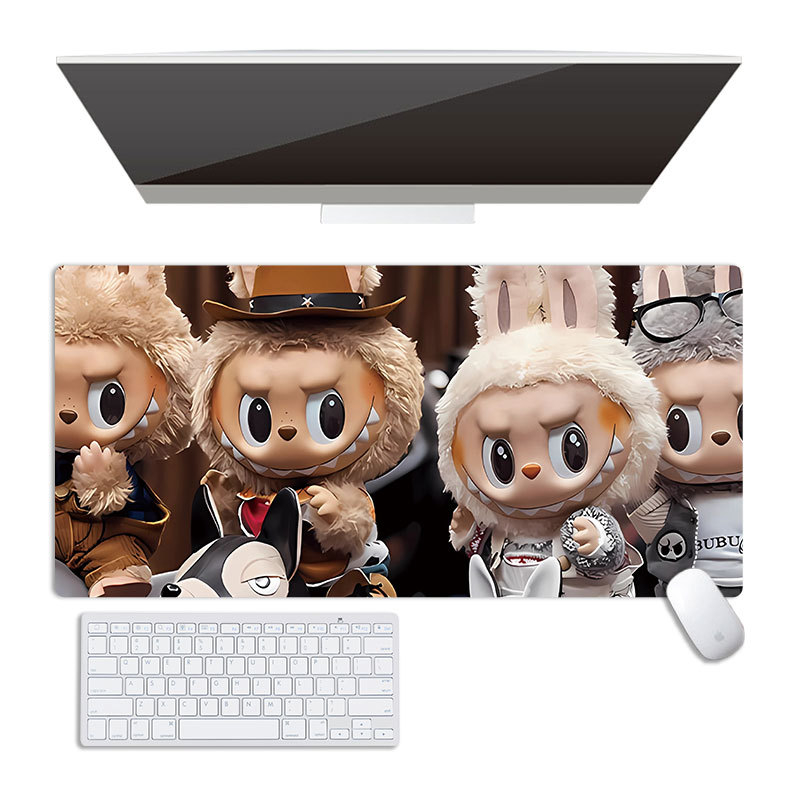 Labubu pad de mouse mare, cauciuc natural, suprafață compatibilă cu calculatorul, imprimare prin transfer termic, personalizare OEM