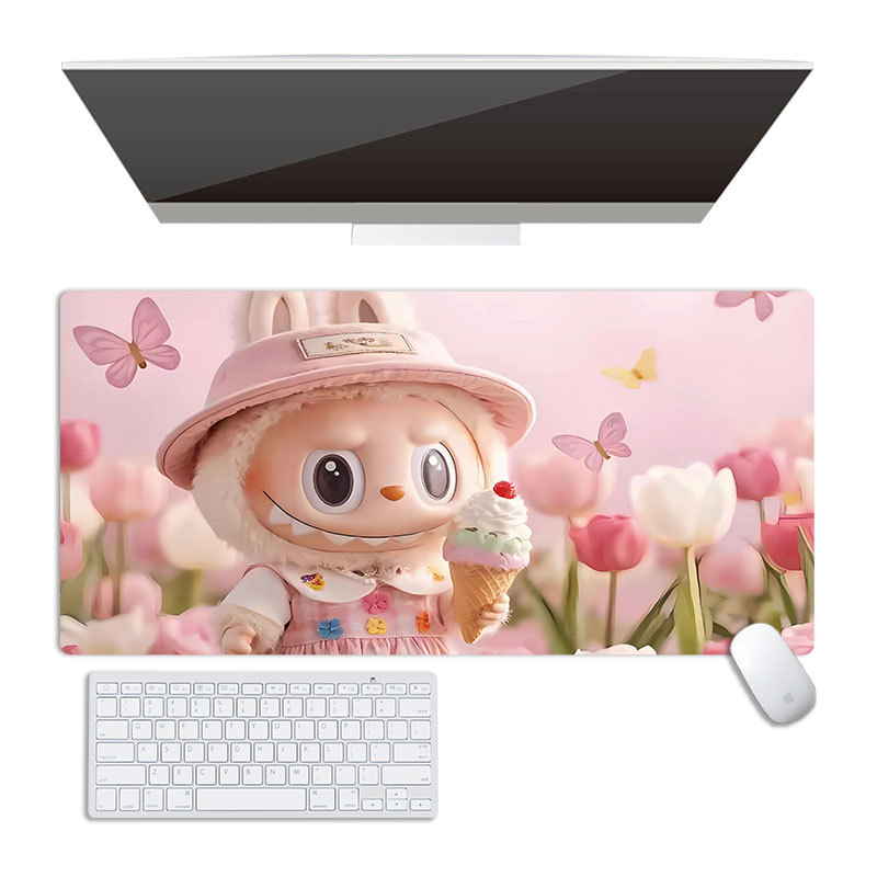 Labubu pad de mouse mare, cauciuc natural, suprafață compatibilă cu calculatorul, imprimare prin transfer termic, personalizare OEM
