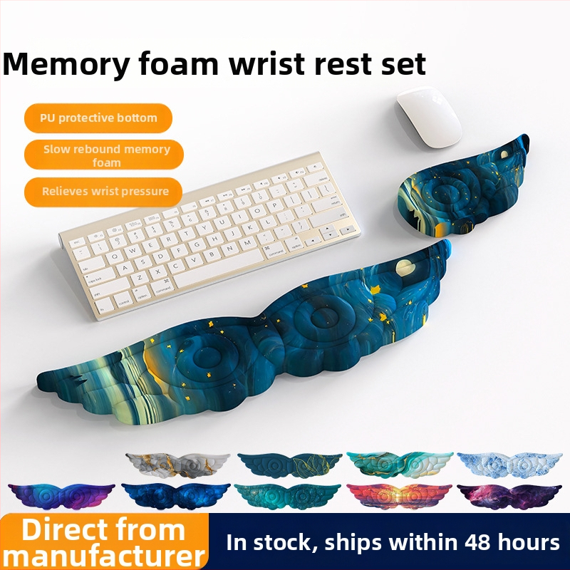 Covoraș mare pentru încheietura mâinii, pentru mouse, din spumă memory, cu suport siliconat pentru tastatură, model X09s