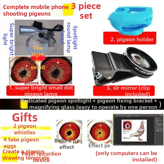 Lunetă macro pentru porumbei cu lupă pentru fotografierea ochilor păsărilor (Universal)