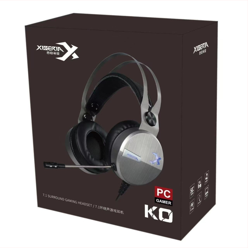 Spēļu USB vada austiņas ar 50 mm skaļruņiem, iebūvēts mikrofons, frekvences diapazons 20 Hz–20 kHz, saderīgs ar PC