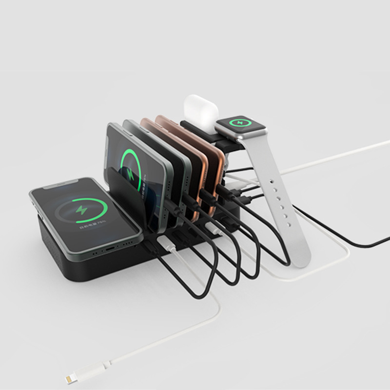 Desktop GaN punjač 120W devet-u-jedan s magnetskim punjenjem, izlaz 3A, max 22,5W po portu
