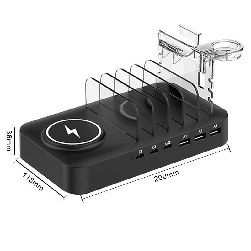 Desktop GaN punjač 120W devet-u-jedan s magnetskim punjenjem, izlaz 3A, max 22,5W po portu