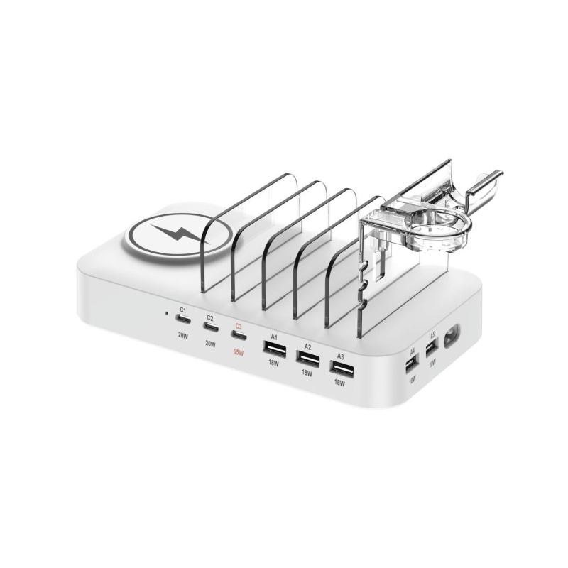 Desktop GaN punjač 120W devet-u-jedan s magnetskim punjenjem, izlaz 3A, max 22,5W po portu