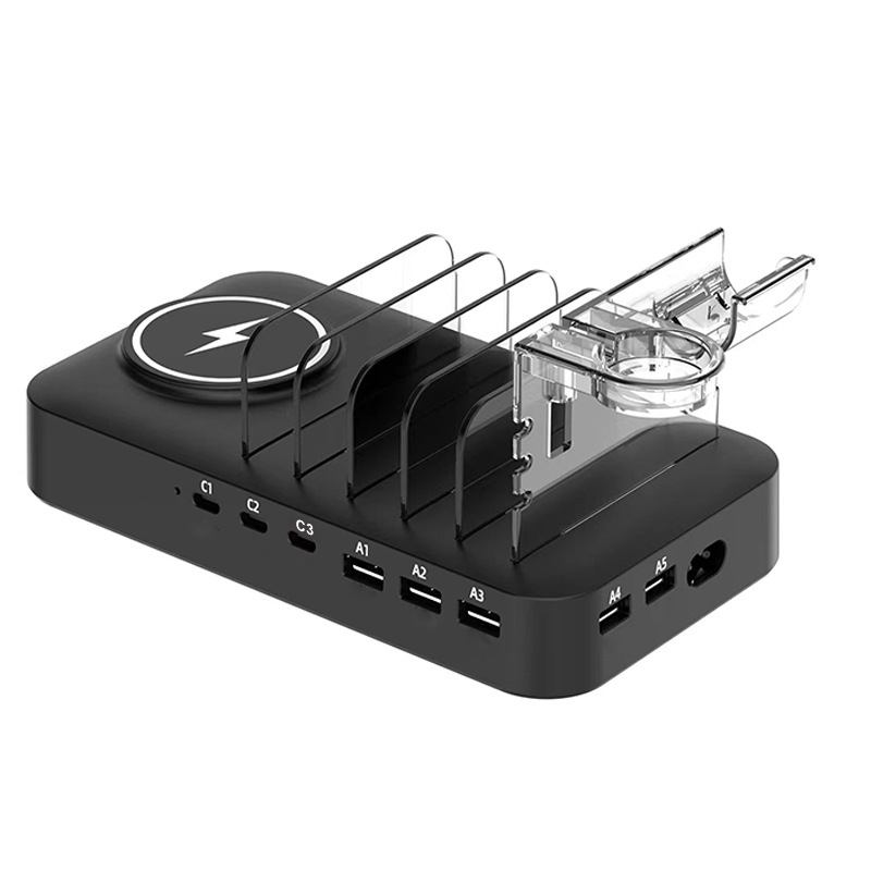 Desktop GaN punjač 120W devet-u-jedan s magnetskim punjenjem, izlaz 3A, max 22,5W po portu