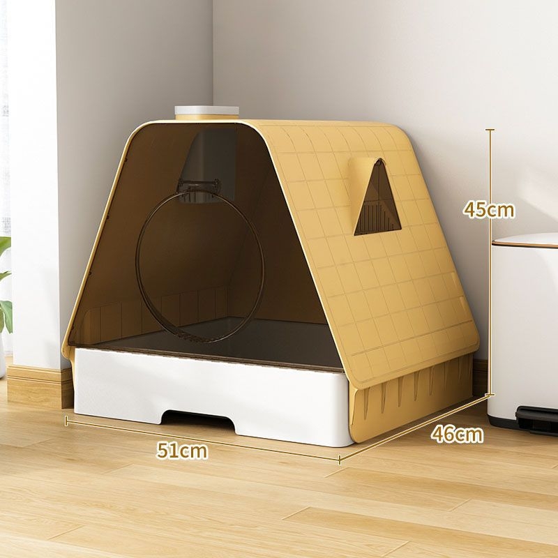 Πλήρως κλειστό κουτί άμμου γάτας με σχεδίαση-συρταριού και έλεγχο οσμών