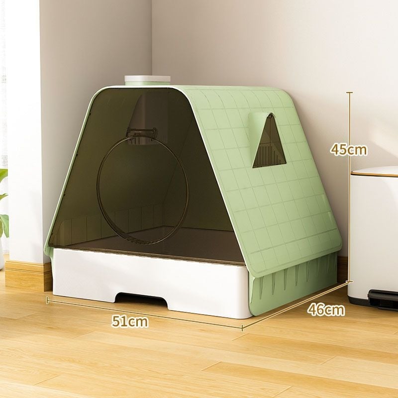 Πλήρως κλειστό κουτί άμμου γάτας με σχεδίαση-συρταριού και έλεγχο οσμών