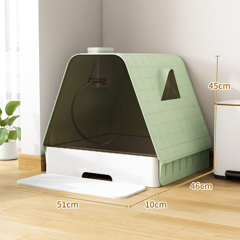 Πλήρως κλειστό κουτί άμμου γάτας με σχεδίαση-συρταριού και έλεγχο οσμών