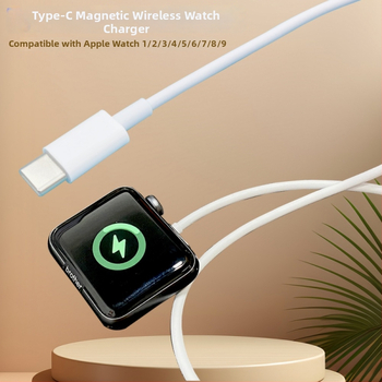 Type-C magnetlaadimise alus Apple Watch S1–S9 jaoks, PD protokoll, 2.5W väljund, USB-C liides, ABS korpus