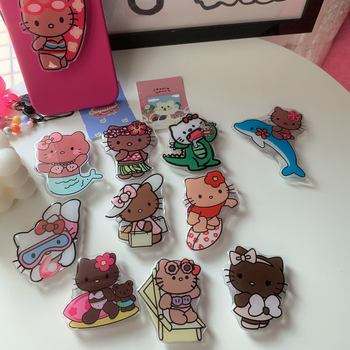 Suport de birou pentru telefon Hello Kitty, din plastic, stil desen animat, compatibil cu toate telefoanele