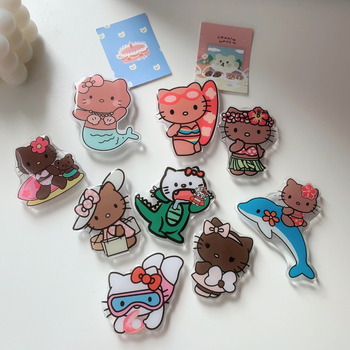 Suport de birou pentru telefon Hello Kitty, din plastic, stil desen animat, compatibil cu toate telefoanele