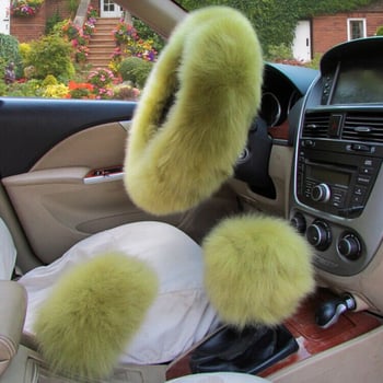 Mengsen gyapjú kormányvédő, három részes készlet, téli használatra, univerzális illesztés