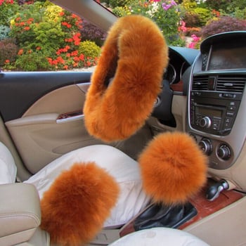 Mengsen gyapjú kormányvédő, három részes készlet, téli használatra, univerzális illesztés