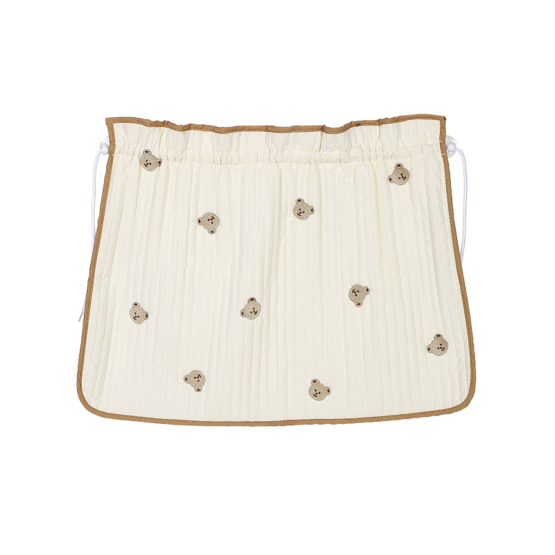 Draperie auto cu protecție solară și broderie urs-flori, bumbac gros, imprimare logo, montaj cu ventuză, stil desen animat