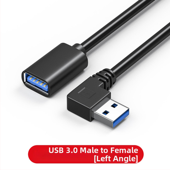 USB 3.0 удължителен кабел, 90° L-образен, USB A мъжки към USB A женски, кабел за пренос на данни