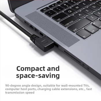 USB 3.0 удължителен кабел, 90° L-образен, USB A мъжки към USB A женски, кабел за пренос на данни