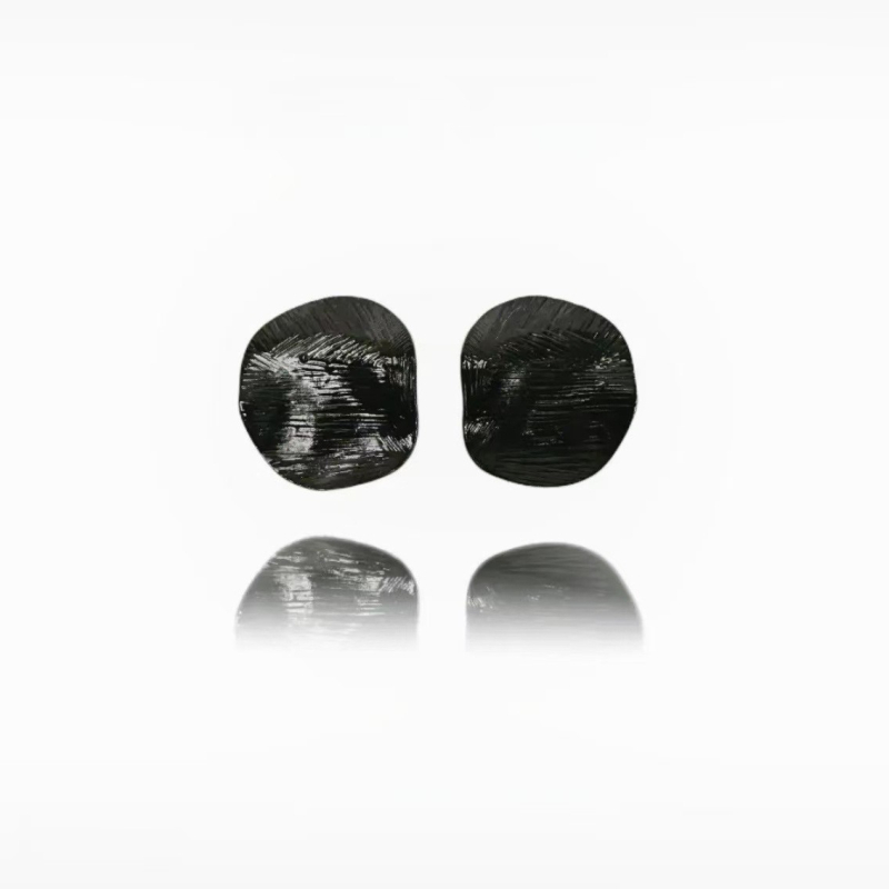 Náušnice zo striebra 925, geometrický tvar, elektroplatina, jar 2025, jednoduchý štýl