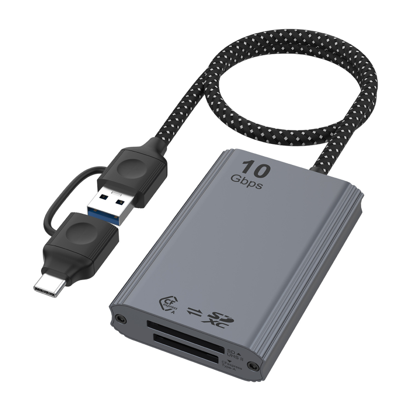 Cititor CFexpress Type-A pentru carduri USB 3.2, 10Gbps, Suportă CF/SD/TF/MicroSD, Carcasă din aliaj de aluminiu