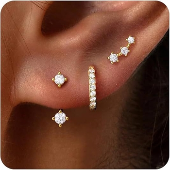 Cercei din cupru placat cu aur, design geometric, știfturi din oțel, finisaj electroplakat — stil casual, pentru femei