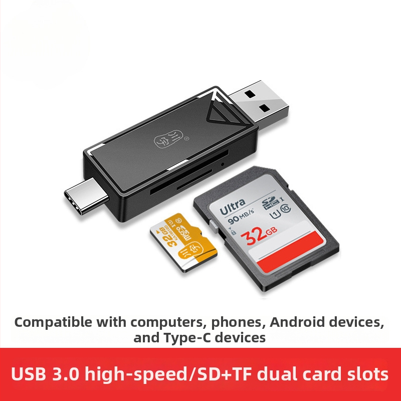 OTG kaardilugeja USB 3.0 kiire, Type-C ja USB 2.0 liidesed, TF-kaardi tugi