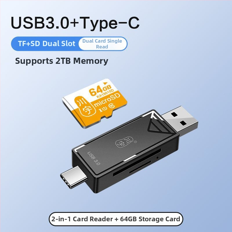 OTG kaardilugeja USB 3.0 kiire, Type-C ja USB 2.0 liidesed, TF-kaardi tugi