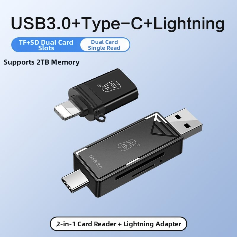 OTG kaardilugeja USB 3.0 kiire, Type-C ja USB 2.0 liidesed, TF-kaardi tugi