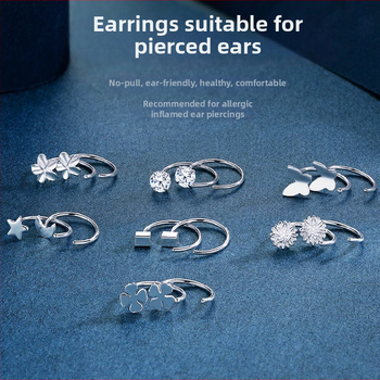 S999 чисто сребърни обеци, марка Silver Town, гравирана повърхност, семпъл стил