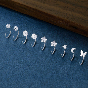 S999 чисто сребърни обеци, марка Silver Town, гравирана повърхност, семпъл стил