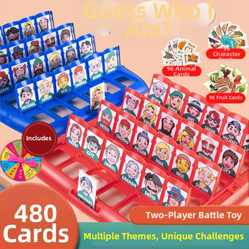 Guess Who I Am: настолна игра за деца с двама играчи, карти за логическо мислене и взаимодействие родител–детето (ABS)
